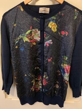 ERDEM Navy floral cardigan